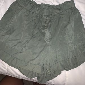 High waisted olive green shorts